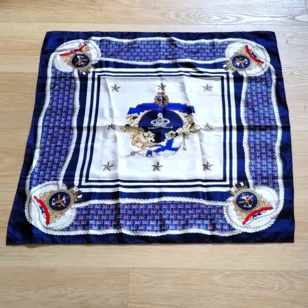 Colortrend Basics Nautical Stars Rope Polyester Scarf Made in Italy 31" Blue